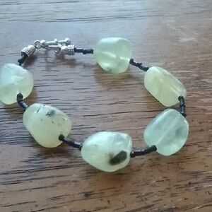 Handmade Semiprecious Crystal Beaded Bracelet, Prehnite!!!!